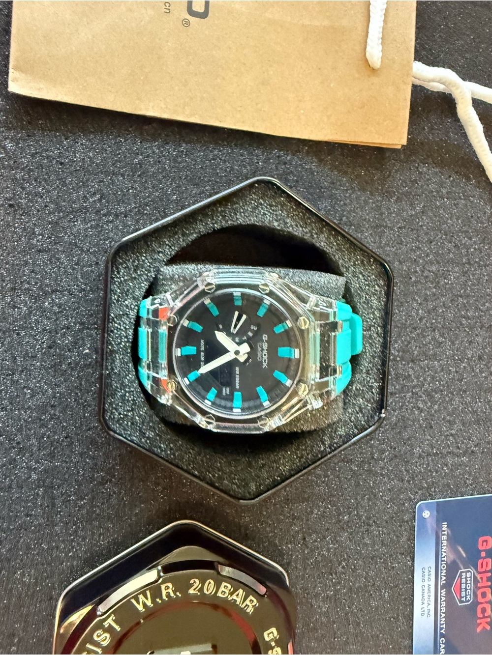 G-Shock Clear Resin Watch with Turquoise Accents